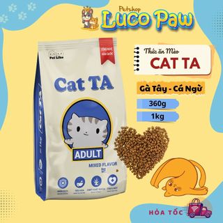 Thức ăn hạt Cat TA (1kg ) cho Mèo trưởng thành, công nghệ Hàn Quốc, Gà Tây Cá Ngừ (Luco Paw Petshop)