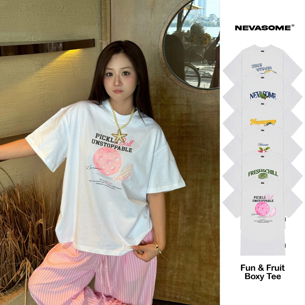 Áo Thun Boxy Fun And Fruits Cotton 250gsm Local Brand Nevasome Tay Lỡ Form Boxy Rộng Nam Nữ Menswear Womenswear