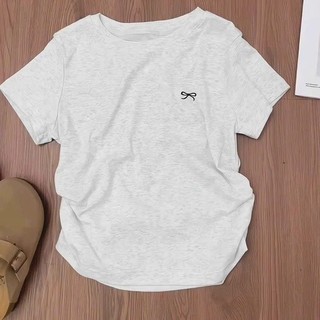 Áo kiểu nữ croptop babytee ôm body mặc bassic cực xinh Xám Thêu Nơ