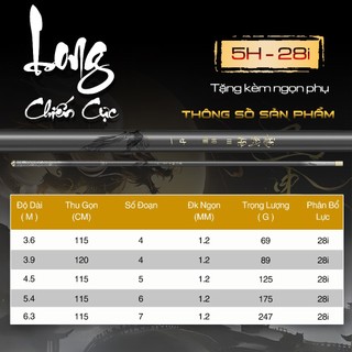 [Giá Rẻ] Cần Câu Đài Long Chiến Cực TH3 F1 Cần Câu Tay Câu Đơn 5H Cần Câu Cá Carbon Tặng Kèm Ngọn Phụ