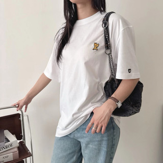 Hàn Quốc Wacky Willy Ngực trái Cổ điển Ngực trái T ngắn Đá lỏng lẻo Vòng cổ tròn Áo ngắn tay cho nam