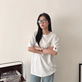Hàn Quốc Wacky Willy Ngực trái Cổ điển Ngực trái T ngắn Đá lỏng lẻo Vòng cổ tròn Áo ngắn tay cho nam