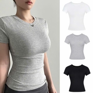 Áo Babytee Thun Trơn Dáng Ôm Body Nữ Chất Tăm Cổ Tròn 3 Màu