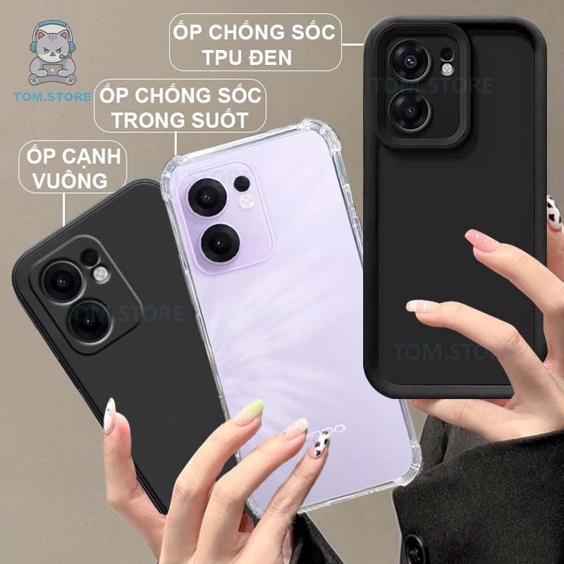Ốp lưng Oppo RENO 13F , 13F 5G chống sốc đen,chống trơn trượt,TPU viền vuông,chống sốc trong suốt silicon