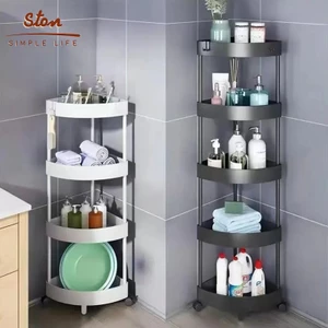 STON 3/4/5 Tầng Kệ góc tường để đồ phòng tắm bằng nhựa có bánh xe Kệ nhà Cao cấp bếp đa năng