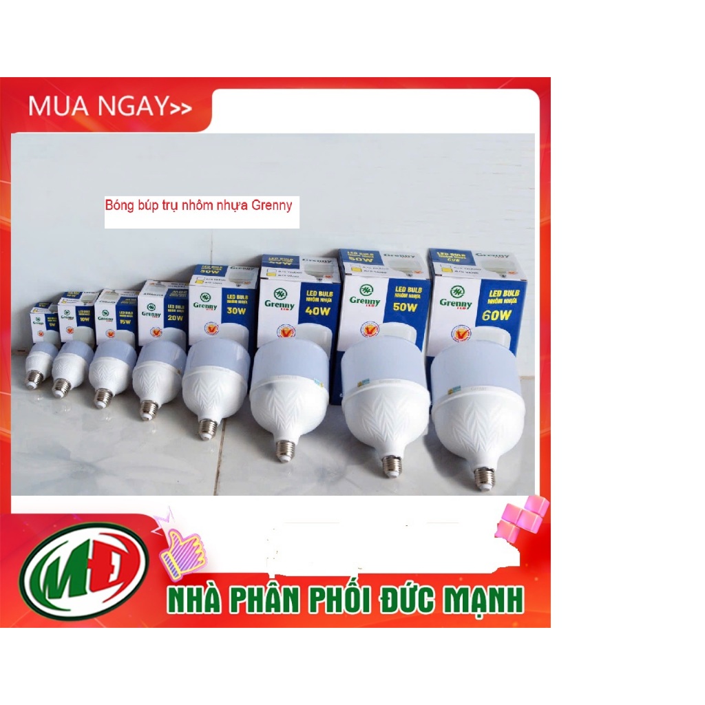 Bóng đèn led búp trụ nhôm nhựa 10w,15w,20w,30w,40w,50w,60w