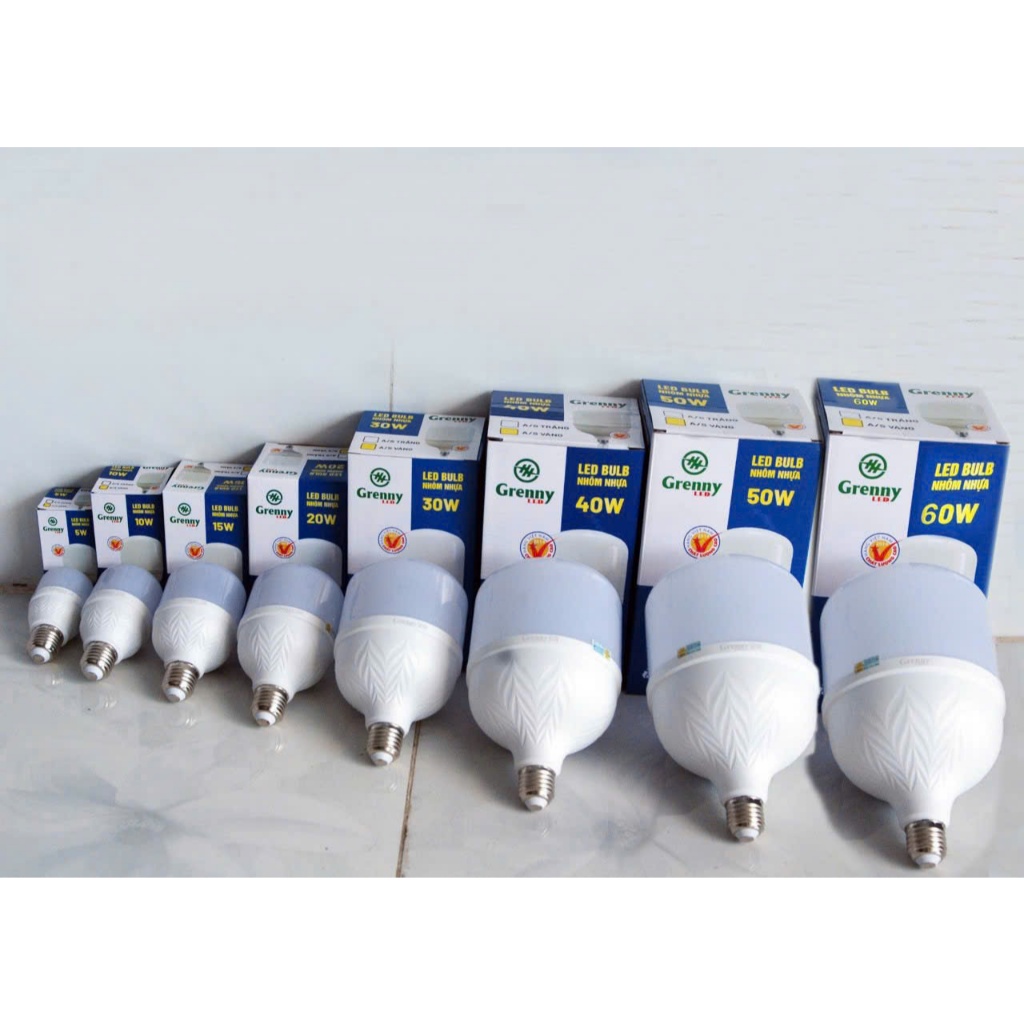Bóng đèn led búp trụ nhôm nhựa 10w,15w,20w,30w,40w,50w,60w