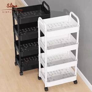 STON Xe Đẩy Sức chứa lớn Kệ đựng có bánh xe Kệ xe đẩy Đựng Đồ Đa Năng có tay vịn Kệ nhựa phòng tắm Xe Đẩy Spa 25cm