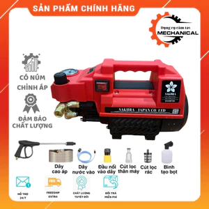 Máy rửa xe SAKURA 3800w có chỉnh áp, công nghệ cảm ứng từ chống giật chống cháy