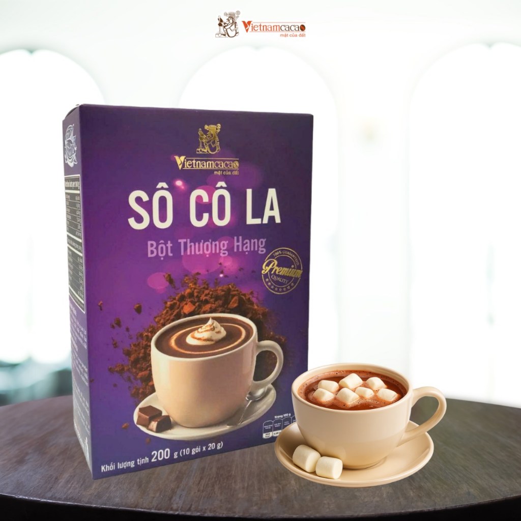 Bột socola 10 gói 20g Hot Chocolate Premium 200g  Caravelle 300g