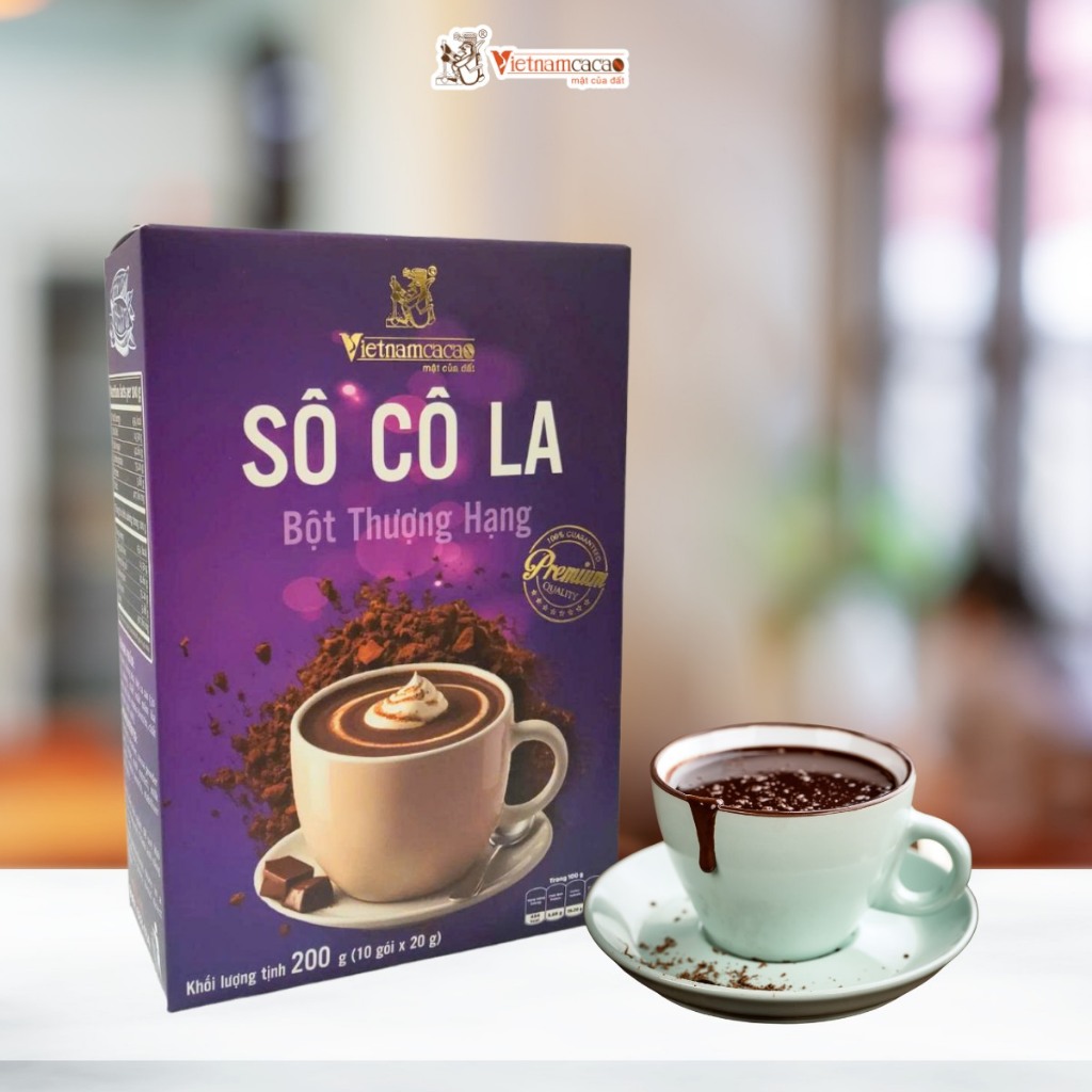 Bột socola 10 gói 20g Hot Chocolate Premium 200g  Caravelle 300g