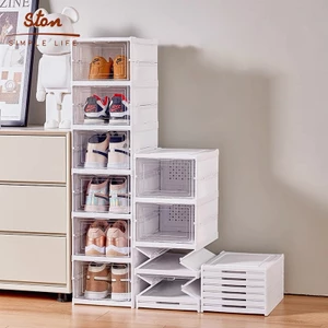 STON Tủ giày gấp gọn hộp giày đa năng tiện lợi hộp trưng bày tủ giày nhiều lớp nhựa cứng trong suốt