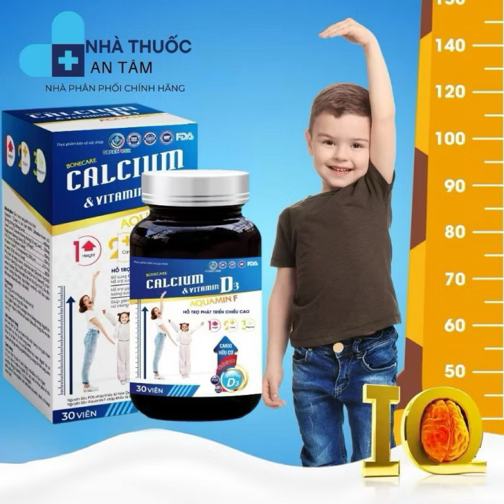 CHÍNH HÃNG] Viên uống tăng chiều cao CALCIUM & VITAMIN D3 Giúp phát triển chiều cao Từ  Hộp 30 viên