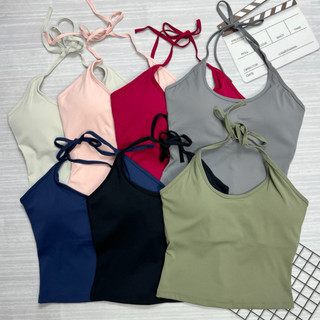Áo tập gym nữ, tập yoga dáng yếm cột dây hở lưng sexy nâng ngực chất Poly co giãn mát mịn (Yem791)