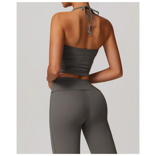 Áo tập gym nữ, tập yoga dáng yếm cột dây hở lưng sexy nâng ngực chất Poly co giãn mát mịn (Yem791)