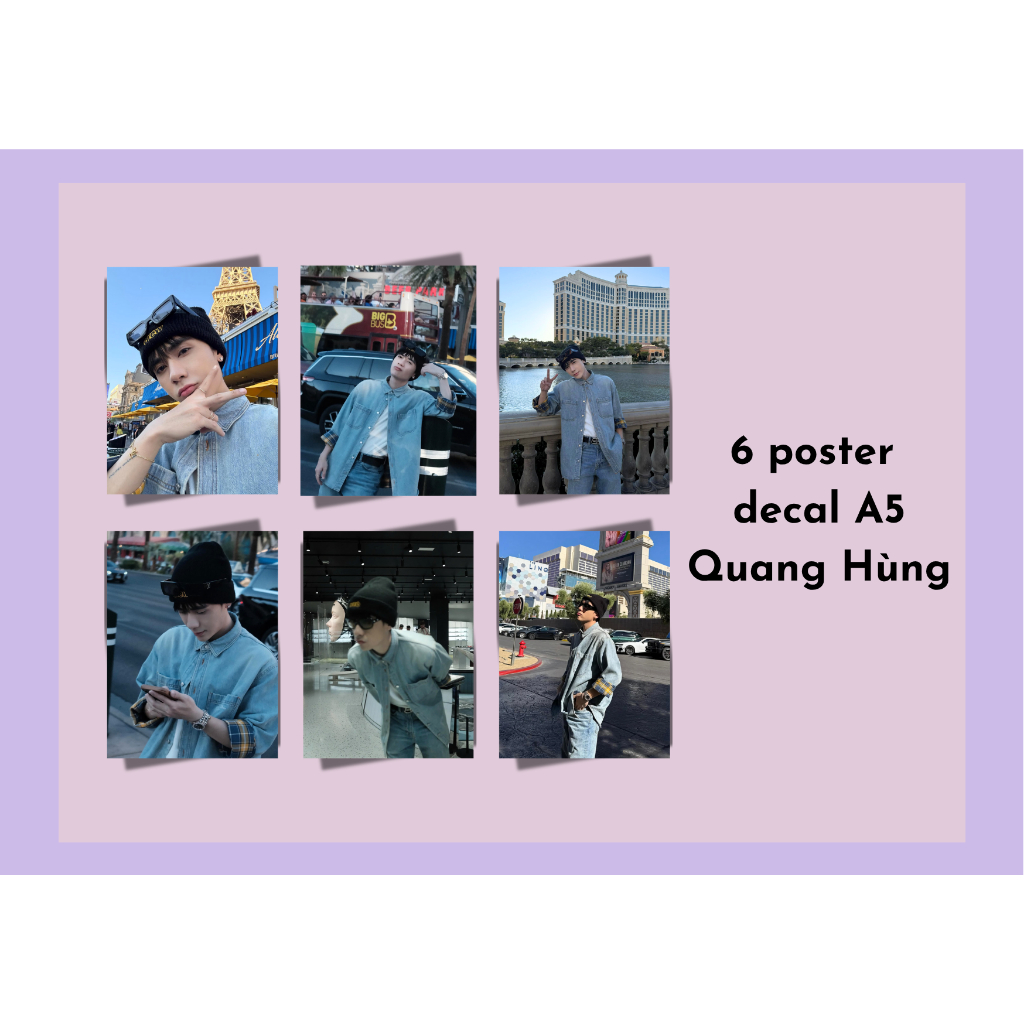 Set 6 poster A5 decal trang trí dán tường hình ca sĩ Quang Hùng master D - Anh trai say hi