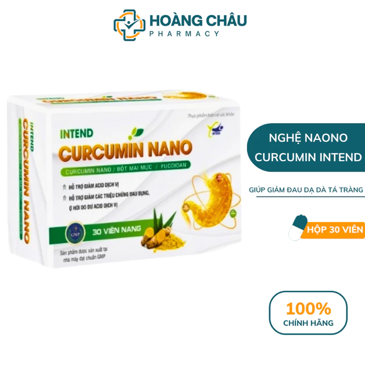 Viên Uống Dạ Dày Intend Curcumin Nano – Hỗ Trợ Giảm Acid Dịch Vị, Đau Bụng, Ợ Hơi | Hộp 30 Viên