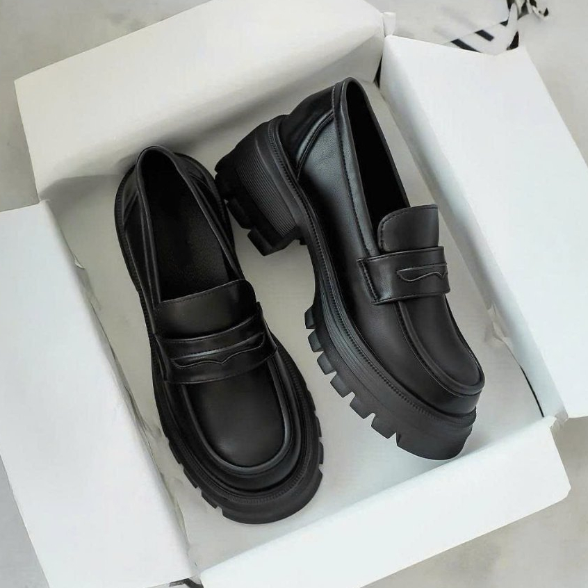 Form nhỏ tăng 1 size] Giày loafer nữ mũi tròn chất nhẹ êm đế cao 5cm thời  trang hottrend P-005 | Shopee Việt Nam