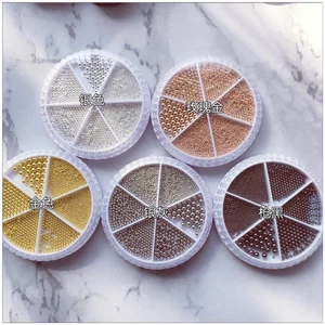 Set Bi Trang Trí Móng Kim Loại Khay Tròn 6 ngăn Mix Size