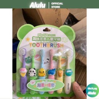 Set 6 Bàn Chải Đánh Răng Trẻ Em Hình Hoạt Hình Búp Bê 3d Dễ Thương Lông Mềm Chải Sạch Sâu Bàn Chải Đánh Răng Trẻ Em