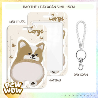 Bao Đựng Thẻ Nhân Viên Kèm Dây Xoắn Nhựa ABS Phong Cách Nhân Vật Hoạt Hình Cún Dog Corgi Gấu Koala Dễ Thương Cute