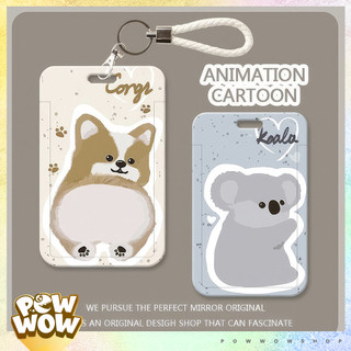 Bao Đựng Thẻ Nhân Viên Kèm Dây Xoắn Nhựa ABS Phong Cách Nhân Vật Hoạt Hình Cún Dog Corgi Gấu Koala Dễ Thương Cute