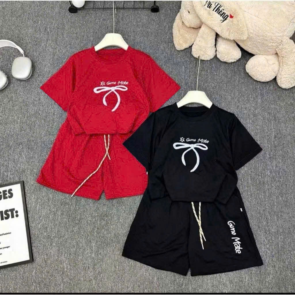 Bộ Đồ Cộc Tay Màu Hè ( Họa Tiết Nơ Gimo Made ) Dành Cho BÉ Gái 9-44kg Chất Liệu Cotton Mềm Mịn Thoáng Mát