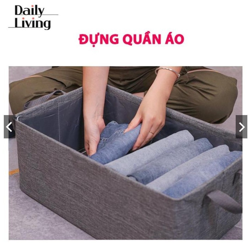 Hộp Trượt Đựng Xếp Quần Áo, Có Khung Thép, Mặt Đáy Có Tấm Lõi, Tay Cầm Tiện Lợi Kích Thước 47*28*20cm