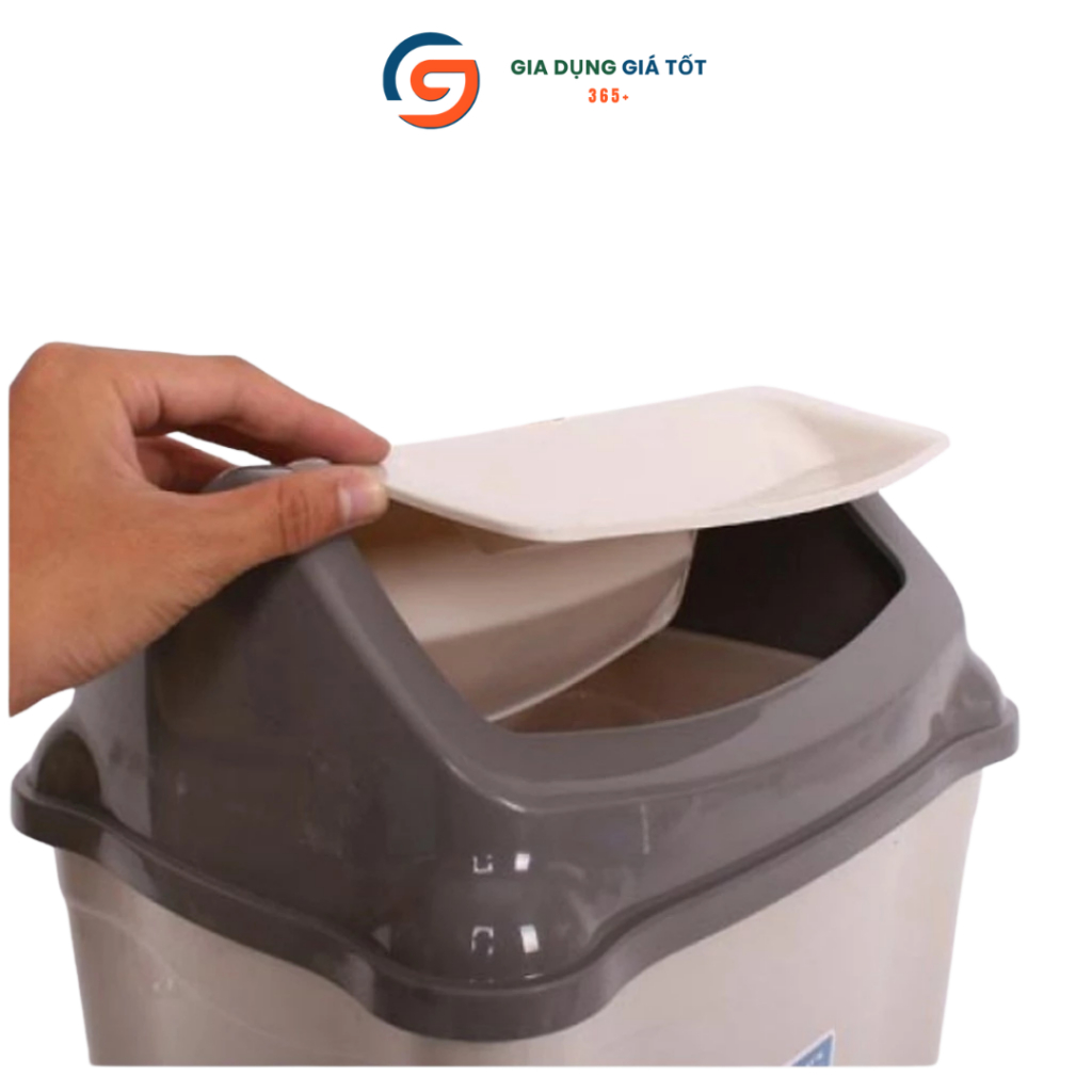 Thùng đựng rác 28L Song Long, thùng rác lật có nắp chắc chắn dùng cho nhà ở, công ty, văn phòng