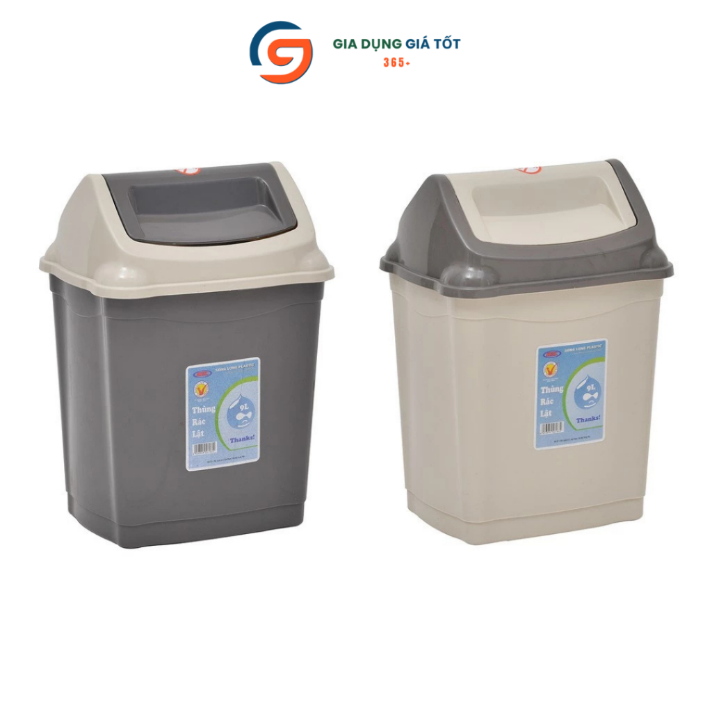 Thùng đựng rác 28L Song Long, thùng rác lật có nắp chắc chắn dùng cho nhà ở, công ty, văn phòng