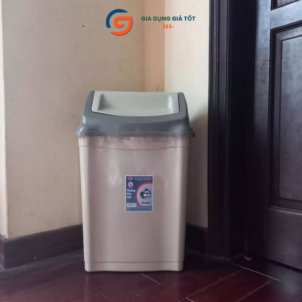 Thùng đựng rác 28L Song Long, thùng rác lật có nắp chắc chắn dùng cho nhà ở, công ty, văn phòng