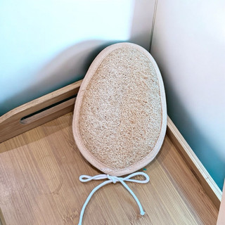 COMBO Cây Kỳ Lưng Xơ Mướp Tự Nhiên(Cán dẹt) + Miếng Xơ Mướp Thay Thế KB Ecolife Làm Sạch Sâu Tẩy Tế Bào Chết