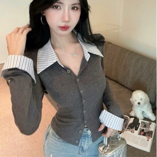 Áo Dài Tay Cổ Sơ Mi Thun Gân Tăm 2 Màu, Áo Cổ Kẻ Sơ Mi Cúc Cài Vải Gân Phối Bo Tay TD12 RUSY