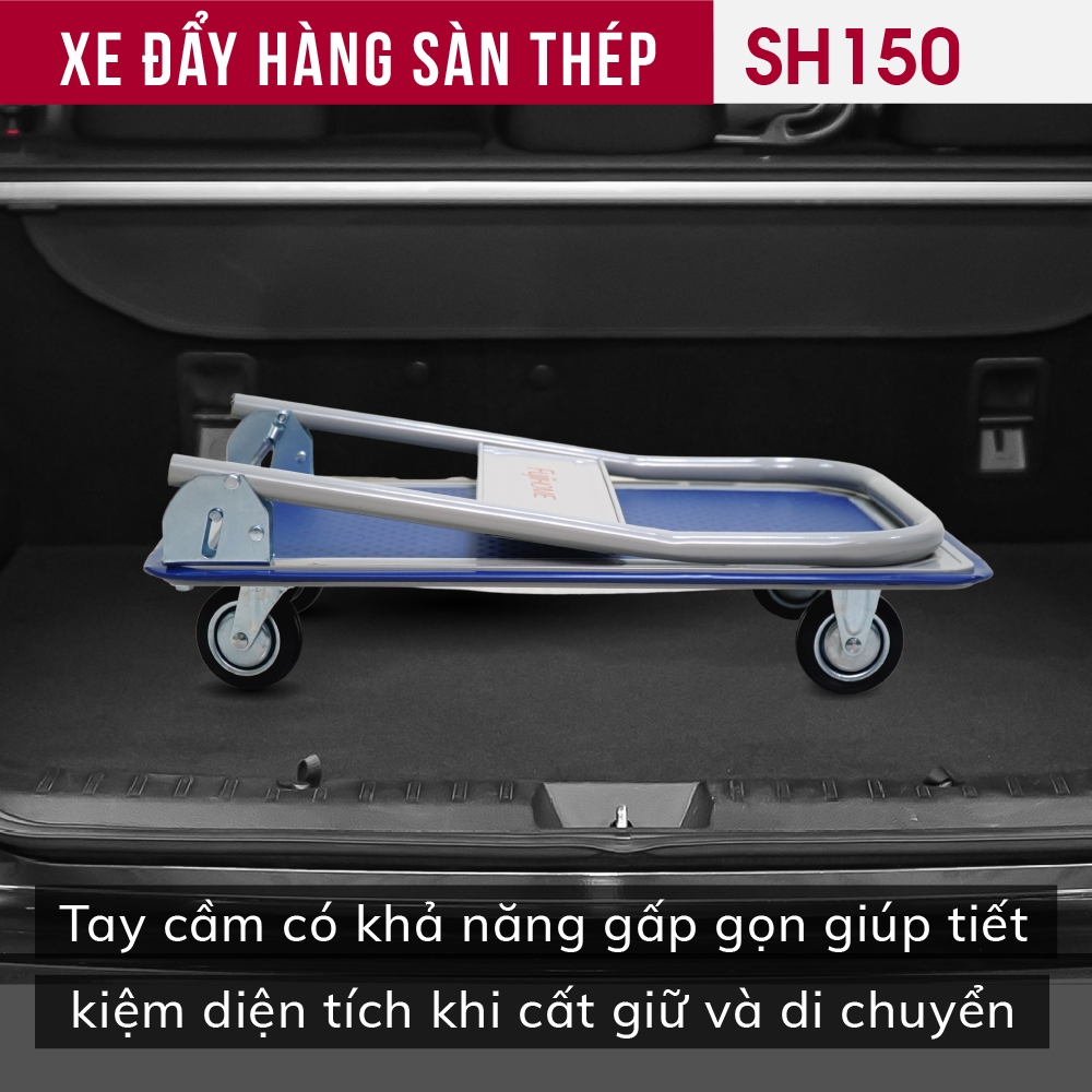 Xe chờ hàng cồng kềnh gấp gọn 4 bánh Nhập Khẩu SH150 FUJIHOME, Xe kéo đẩy an toàn chống trượt 100kg cho gia đình kho bãi