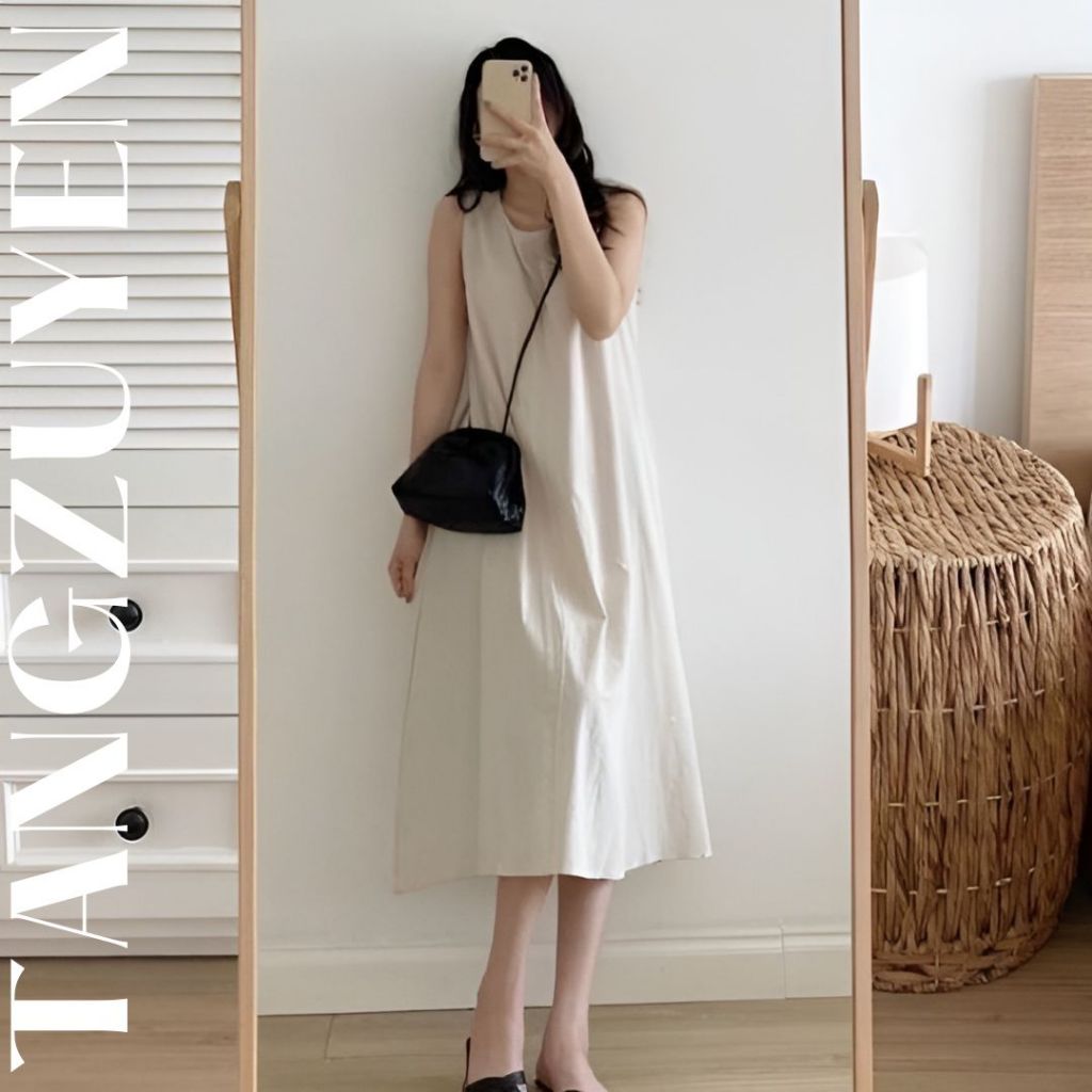 Váy maxi dáng dài sát nách đi biển chất đũi nhiều màu form rộng Đầm không tay dáng suông ba lỗ cổ tròn xinh T271G