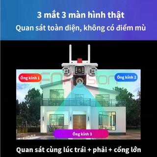 [Fnkvision] Camera YOOSEE Ngoài Trời 4 mắt (Xoay Được 3 Mắt) 3 Màn Hình Độ Phân Giải 18MP Tích Hợp 56 LED Nét OK