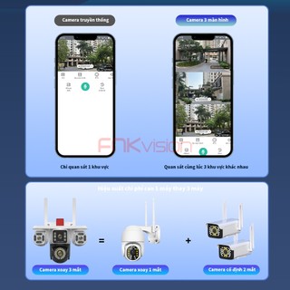 [Fnkvision] Camera YOOSEE Ngoài Trời 4 mắt (Xoay Được 3 Mắt) 3 Màn Hình Độ Phân Giải 18MP Tích Hợp 56 LED Nét OK