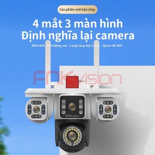 [Fnkvision] Camera YOOSEE Ngoài Trời 4 mắt (Xoay Được 3 Mắt) 3 Màn Hình Độ Phân Giải 18MP Tích Hợp 56 LED Nét OK