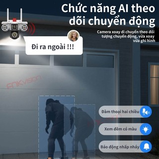 [Fnkvision] Camera YOOSEE Ngoài Trời 4 mắt (Xoay Được 3 Mắt) 3 Màn Hình Độ Phân Giải 18MP Tích Hợp 56 LED Nét OK