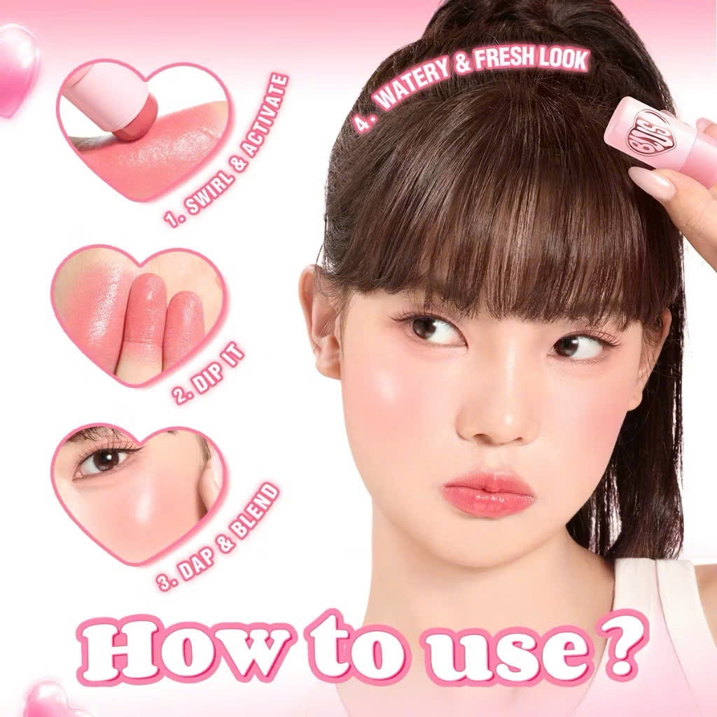 PINKFLASH Phấn má hồng kem lâu trôi gốc nước, sắc tố cao phát sáng hồng tự nhiên 3.2g | NHÍM HOUSE