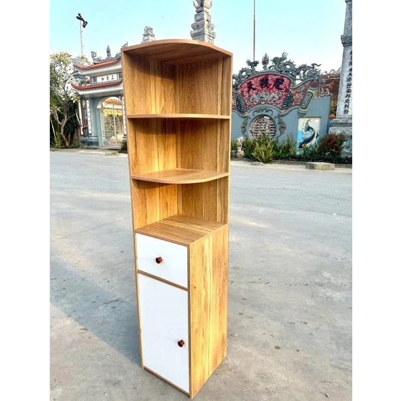 Kệ gỗ góc tường, kệ decor có tủ đa năng, kệ để đồ bo góc tròn, chất liệu gỗ MDF chống nước chống xước bền đẹp
