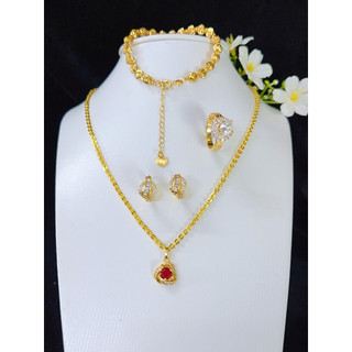 HÀNG MỚI VỀ – COMBO TRANG SỨC 3 MÓN (tặng  hoa tai ) Trang sức mạ vàng 18 ca hàng titan Trang sức cao cấp dành cho nữ