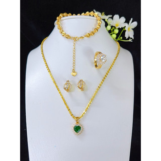 HÀNG MỚI VỀ – COMBO TRANG SỨC 3 MÓN (tặng  hoa tai ) Trang sức mạ vàng 18 ca hàng titan Trang sức cao cấp dành cho nữ