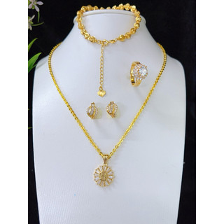 HÀNG MỚI VỀ – COMBO TRANG SỨC 3 MÓN (tặng  hoa tai ) Trang sức mạ vàng 18 ca hàng titan Trang sức cao cấp dành cho nữ