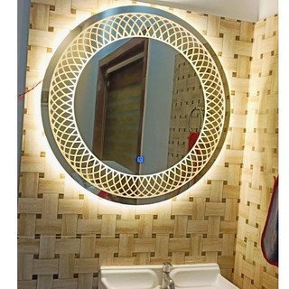 Gương Led Hoa Văn Tròn Cảm Ứng Cao Cấp, Gương trang điểm,treo phòng tắm Diamond Mirror 37