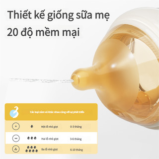 Youkebei Bình sữa cho bé Bình Sữa Thủy Tinh Chống Sặc Giảm Đầy Hơi thoát khí cho bé từ sơ sinh an toàn bền và dễ vệ sinh