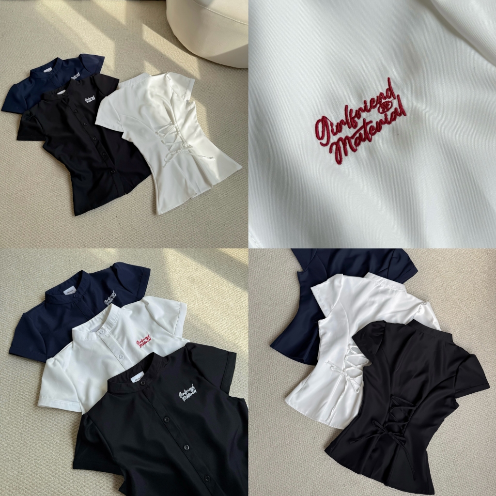 [CÓ TÁCH SET] Áo Sơ Mi thêu logo GIRLFRIEND có thắt eo FFCLUB