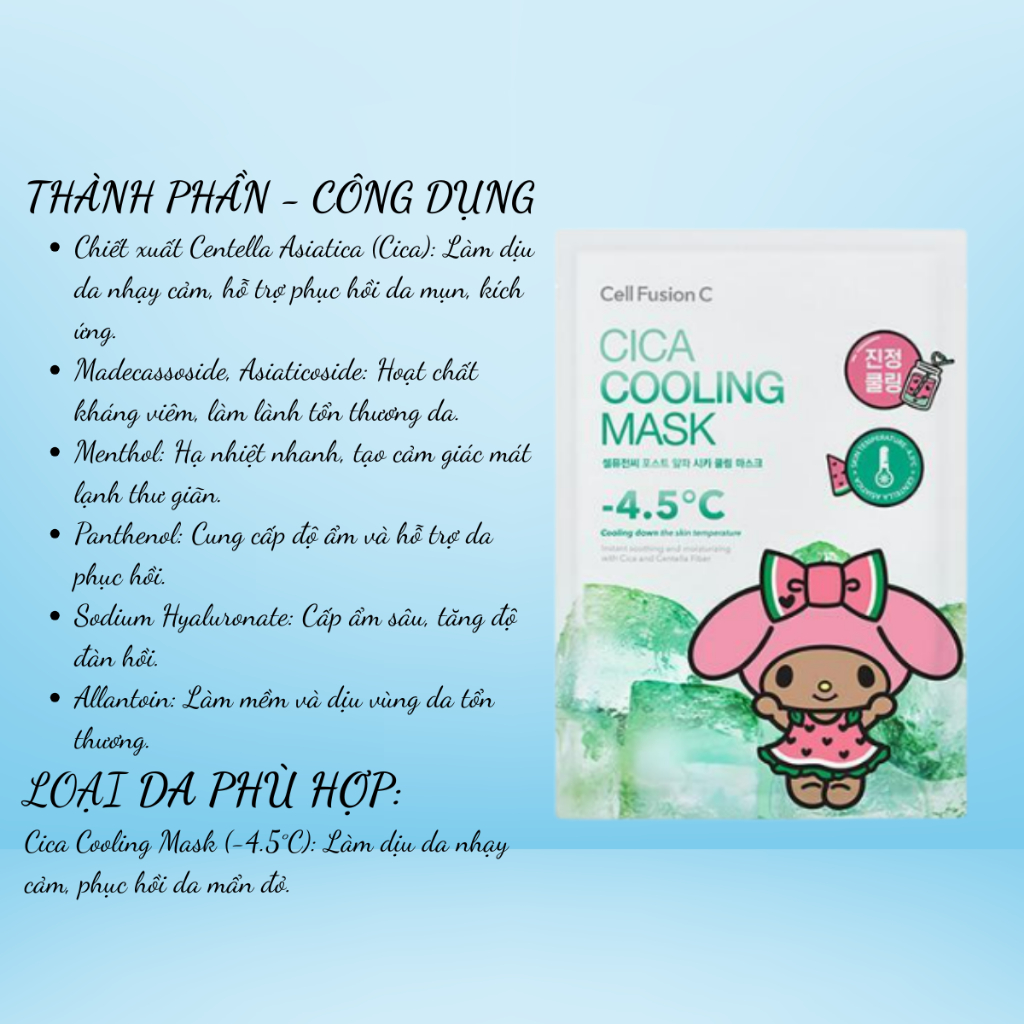 Mặt Nạ Cấp Ẩm, Làm Dịu Da Cell Fusion C Mask 27g đủ màu