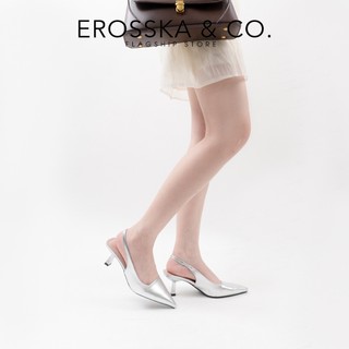 Erosska - Giày cao gót dáng Slingback mũi nhọn màu trắng cao 8cm - EH041