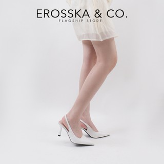 Erosska - Giày cao gót dáng Slingback mũi nhọn màu trắng cao 8cm - EH041